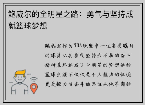 鲍威尔的全明星之路:勇气与坚持成就篮球梦想 鲍威尔的全明星之路:勇气与坚持成就篮球梦想
